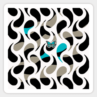 Abstract Black and White Simple Pattern drops Sticker